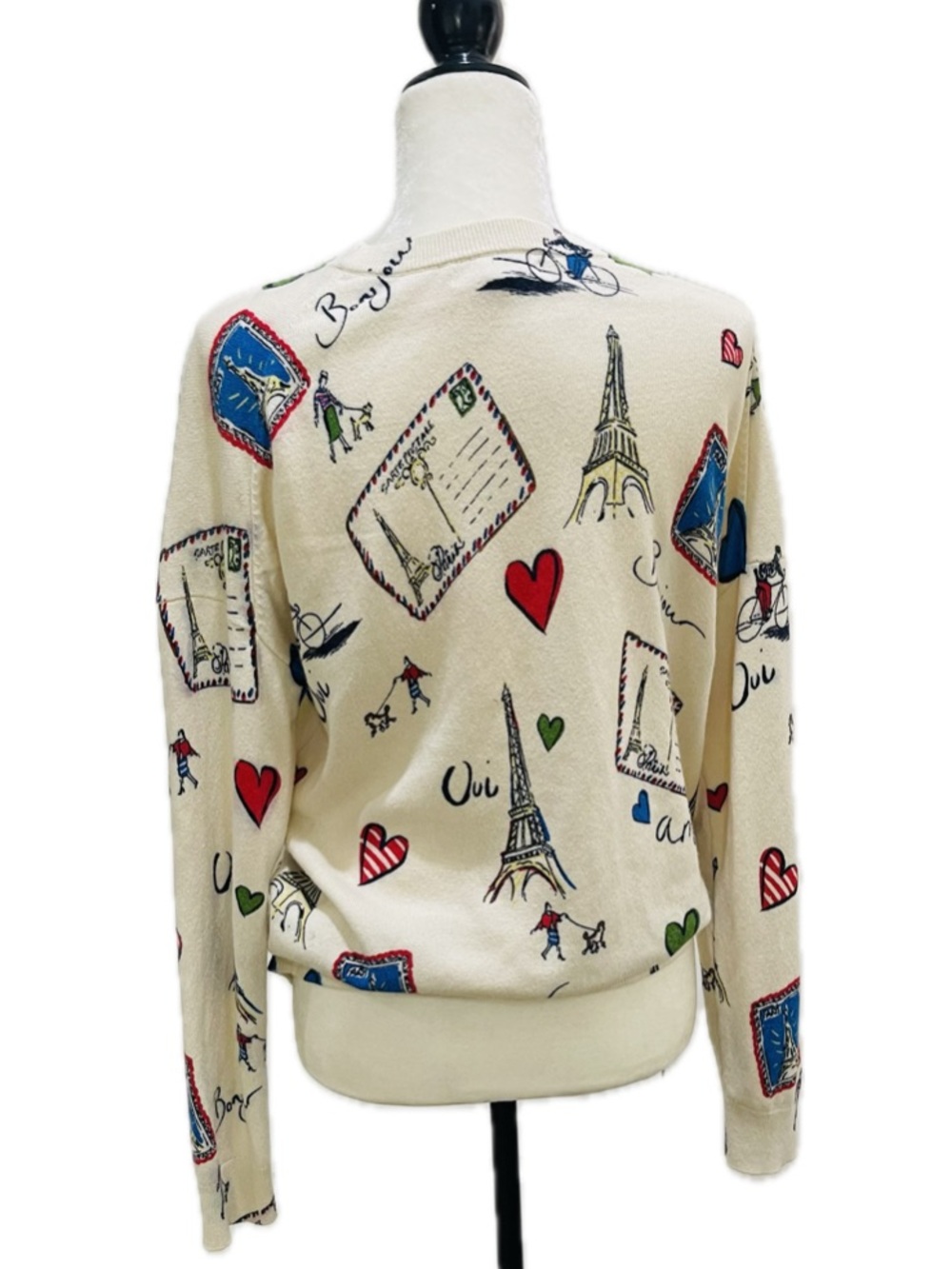 Boden Cream Sweater with Parisian Postcard Print NWOT - Picture 2 of 10